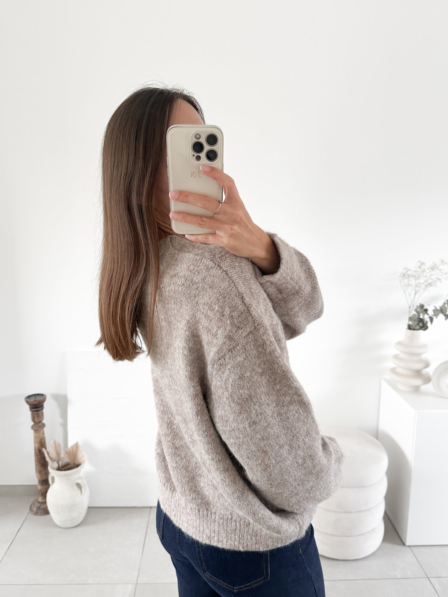 Pull Yelda taupe