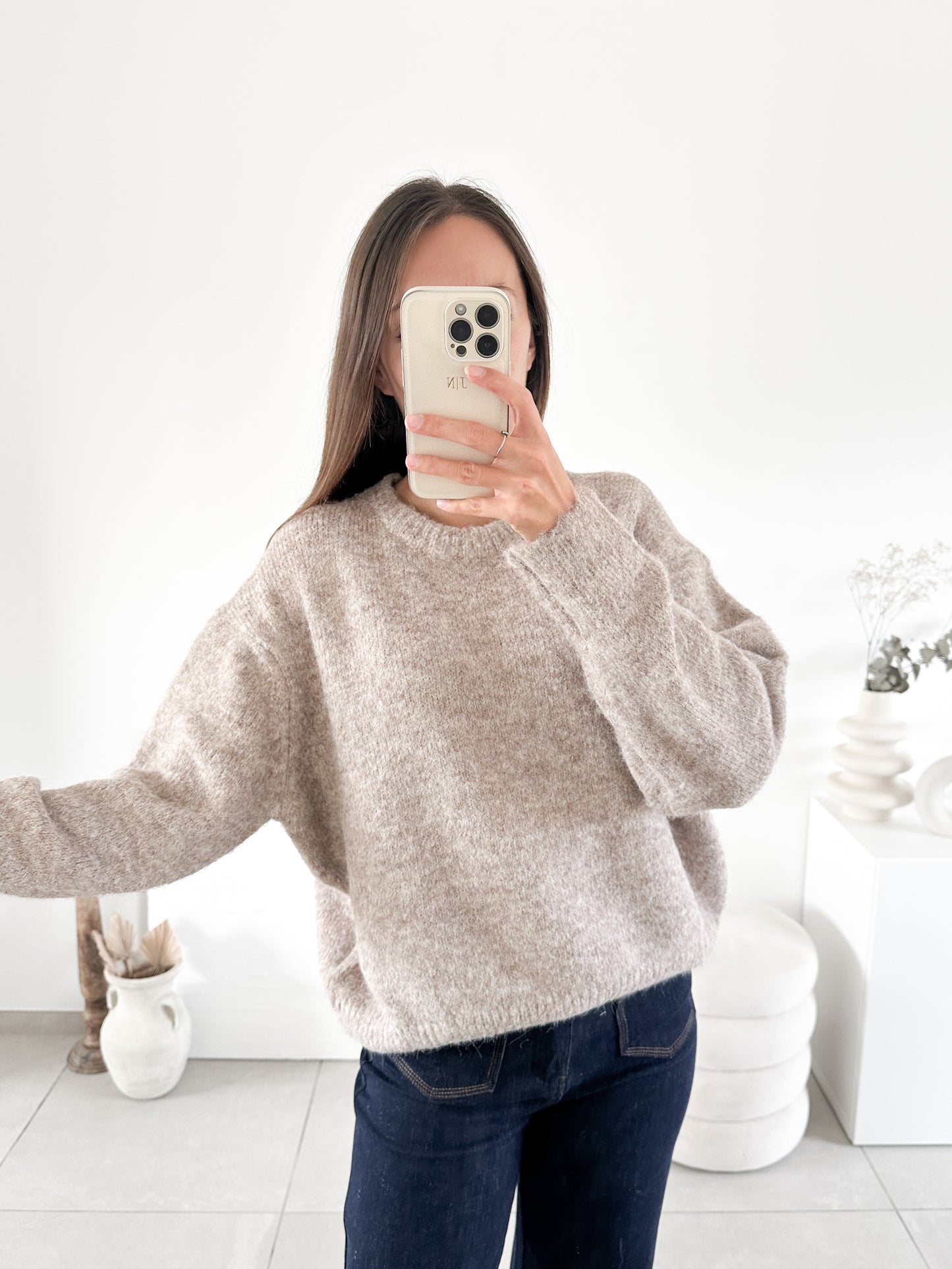 Pull Yelda taupe