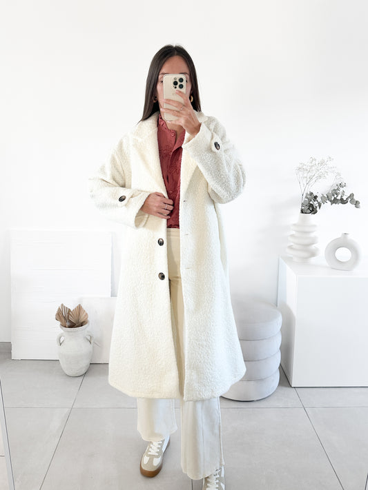 Manteau bouclettes blanc