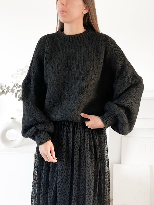 Pull Lou noir en kid mohair