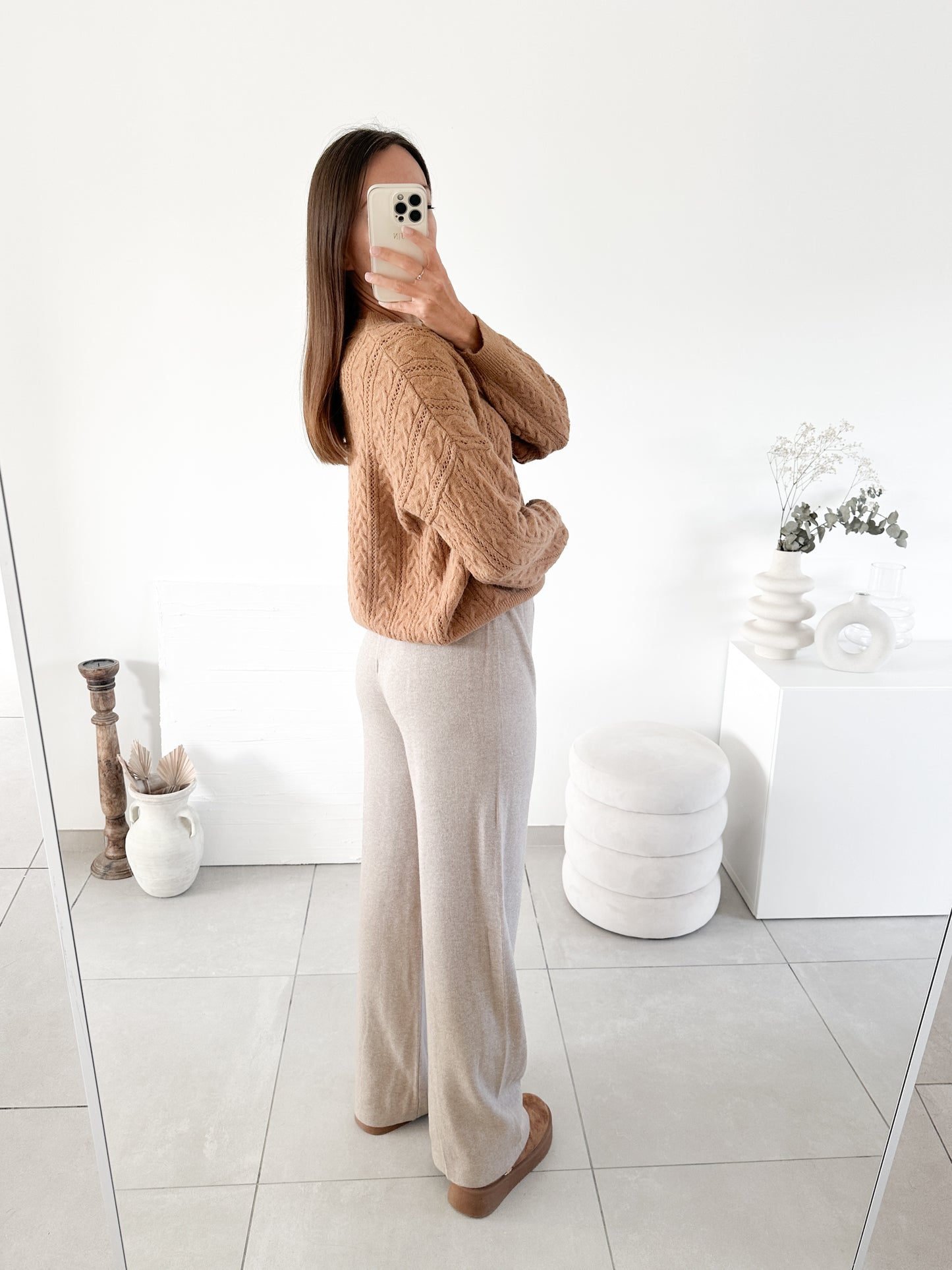 Pantalon en maille beige