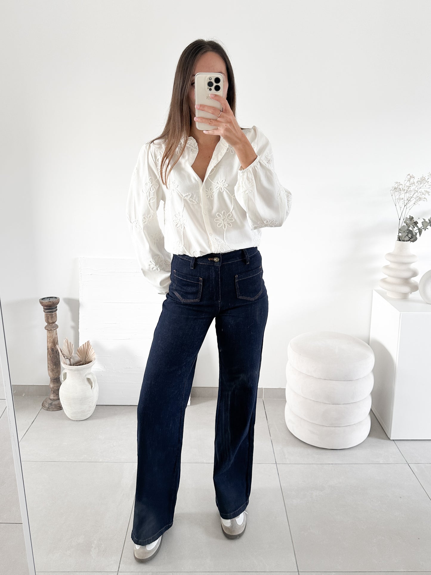 Jean wide leg brut