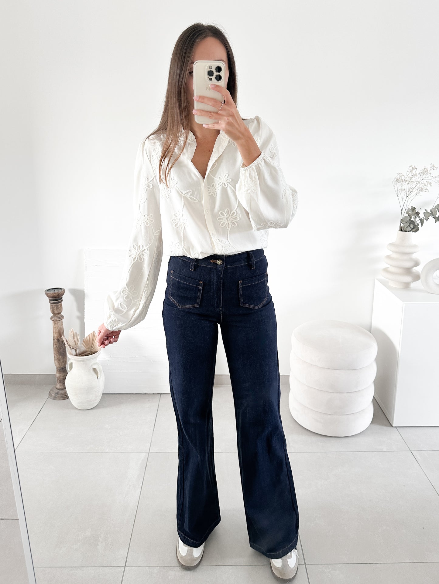 Jean wide leg brut