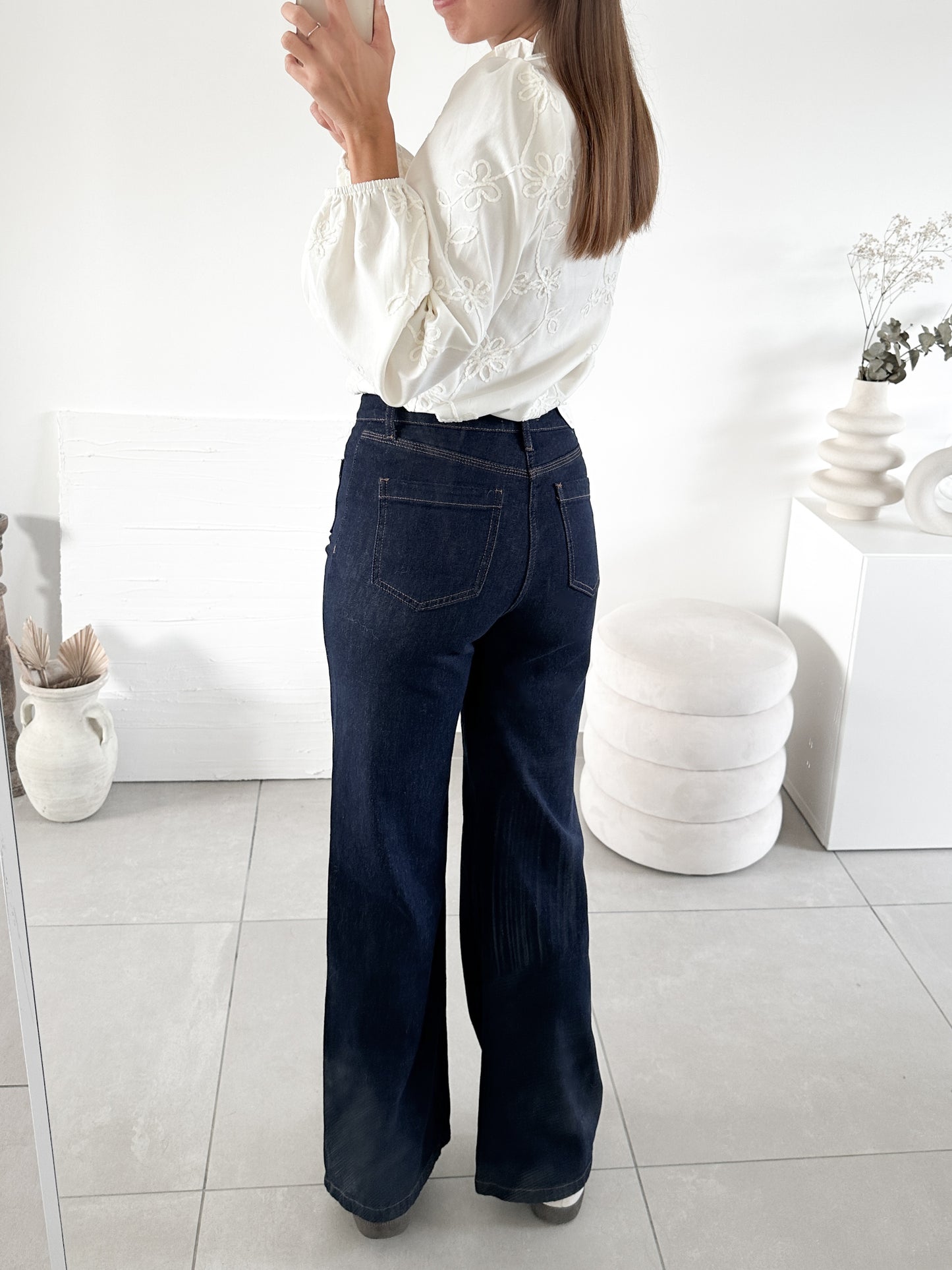 Jean wide leg brut