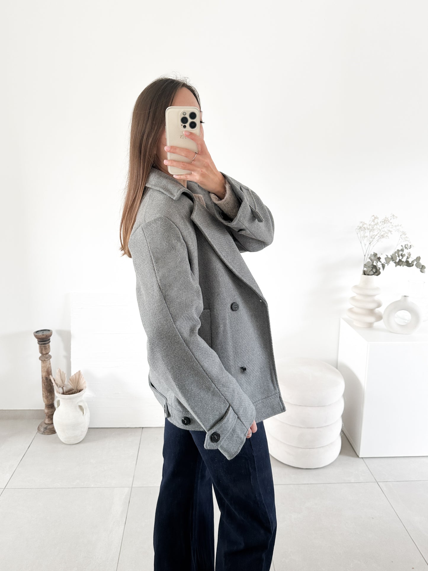 Manteau court gris