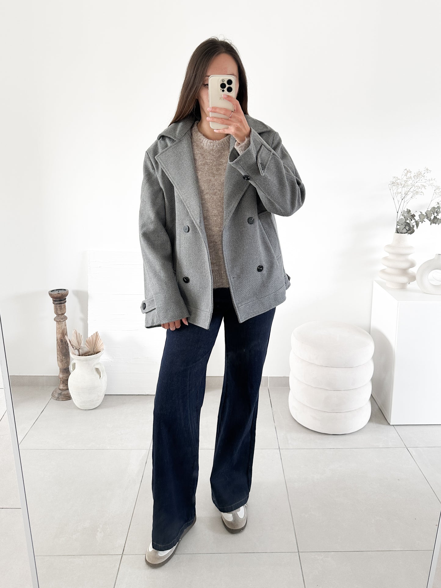 Manteau court gris