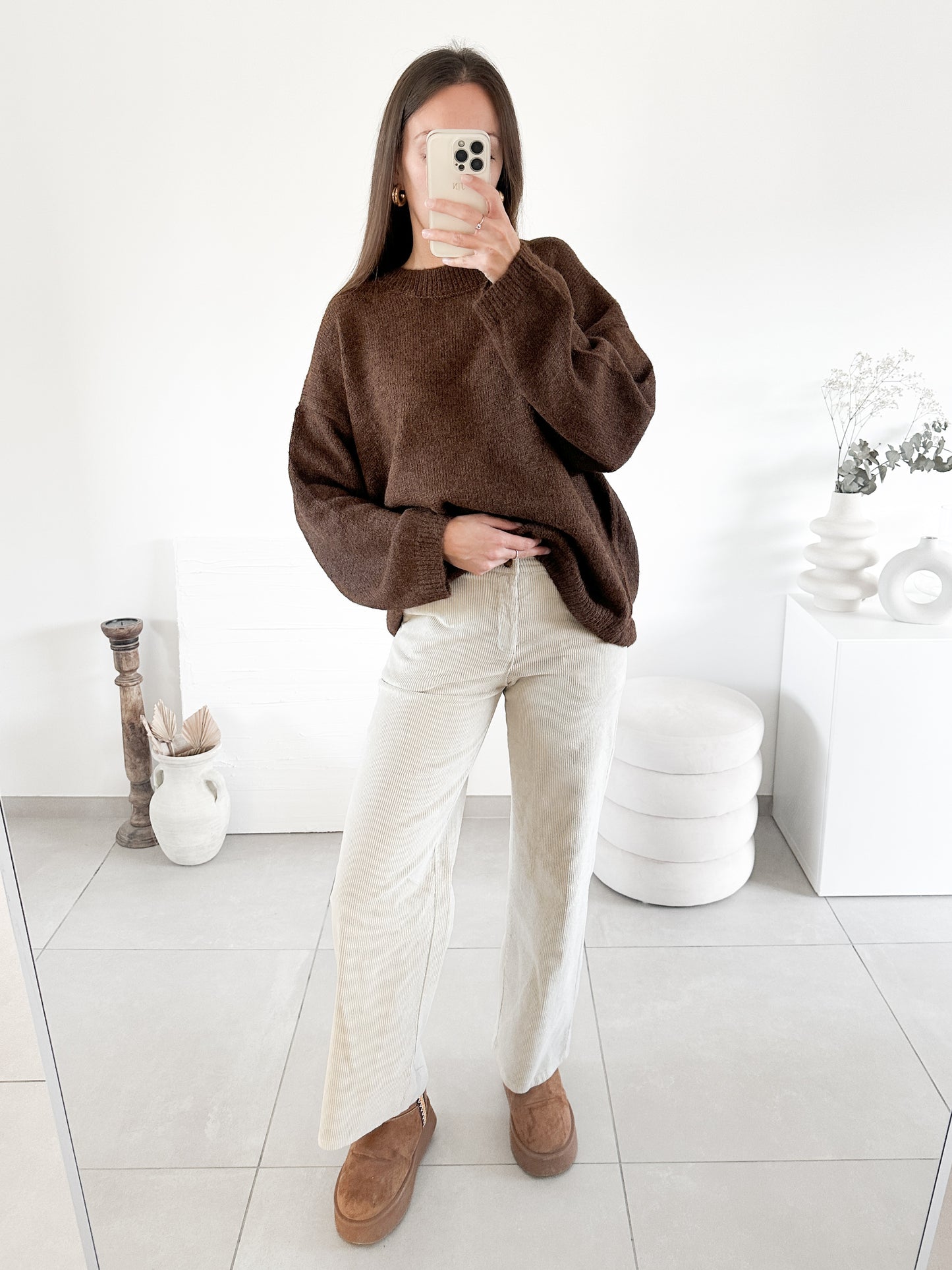 Pantalon velour côtelé beige