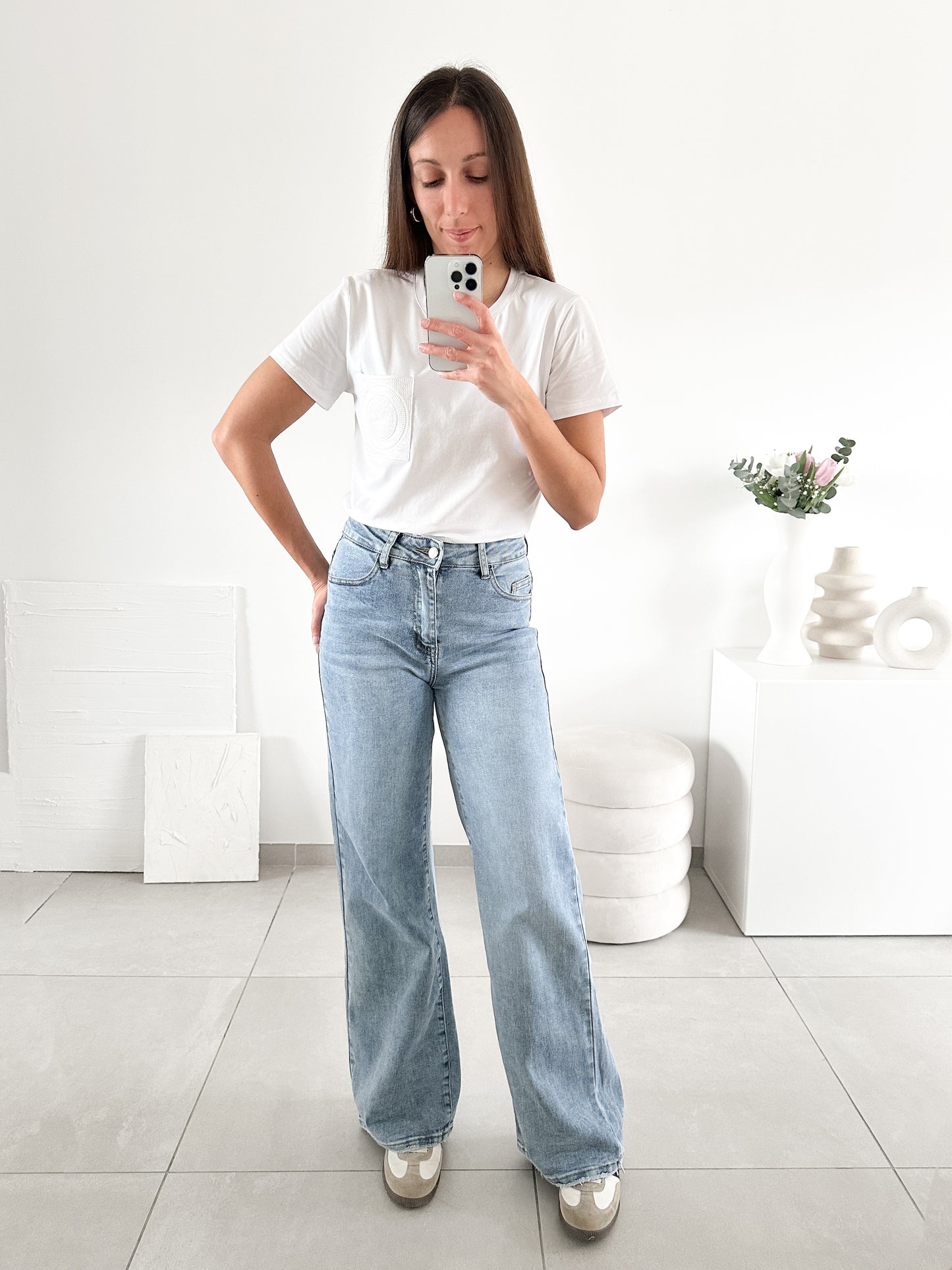 Jean wide leg bleu clair