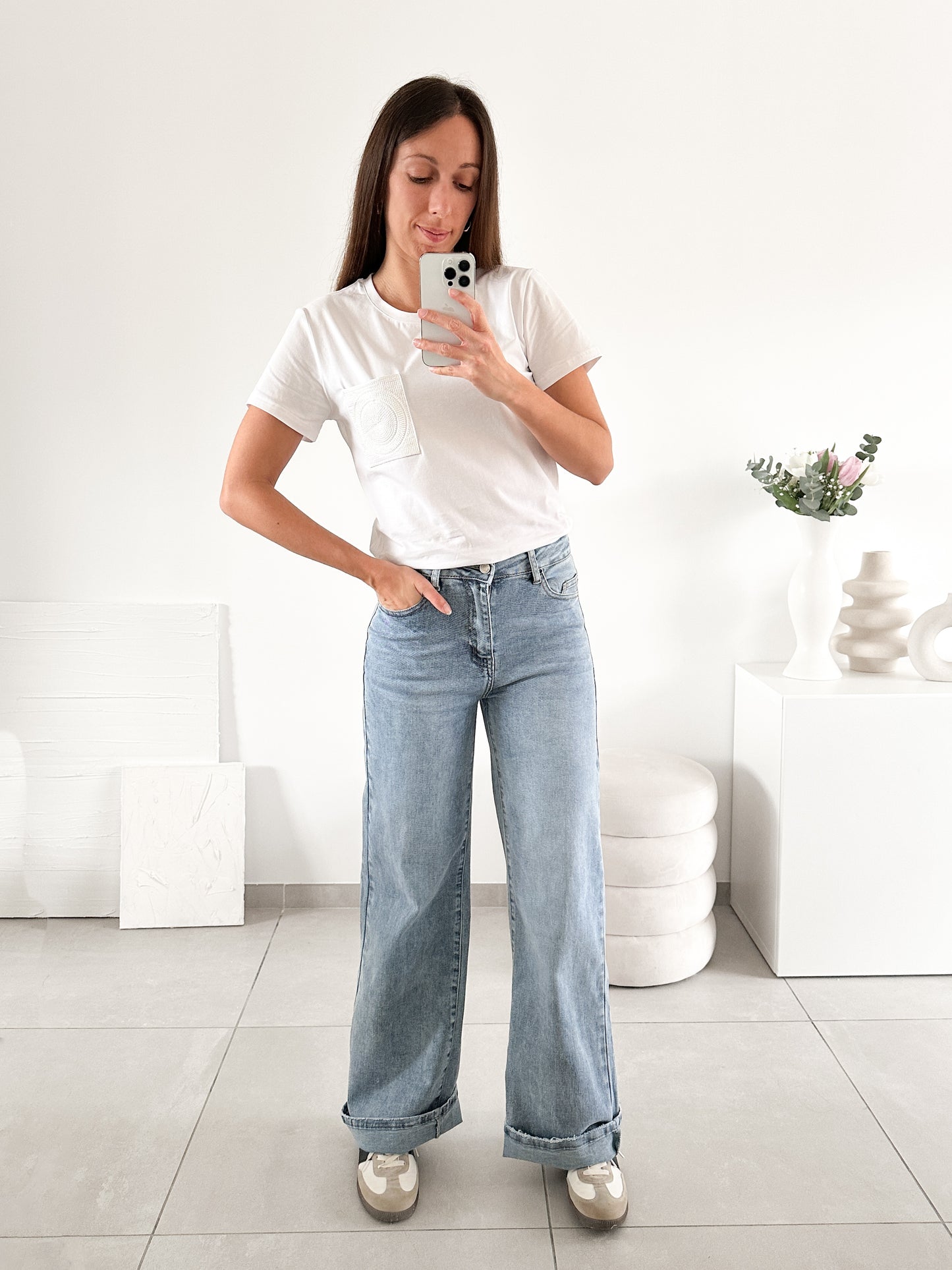 Jean wide leg bleu clair